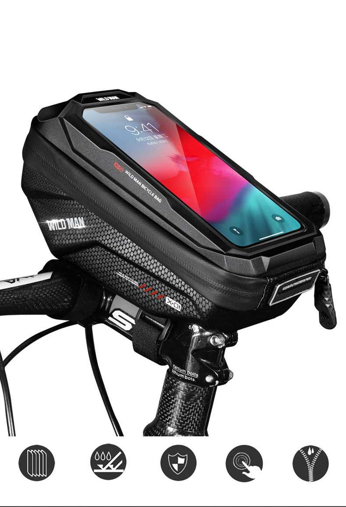 Bike Bag Frame Front Top Tube Waterproof Hard Shell Cycling Bag Touch Screen Phone Case Bicycle Accessories Bike Phone Mount Bag Cycling Waterproof Front Frame Top Tube Handlebar Bag With Touch Screen Holder Case - UrbanCycling.com