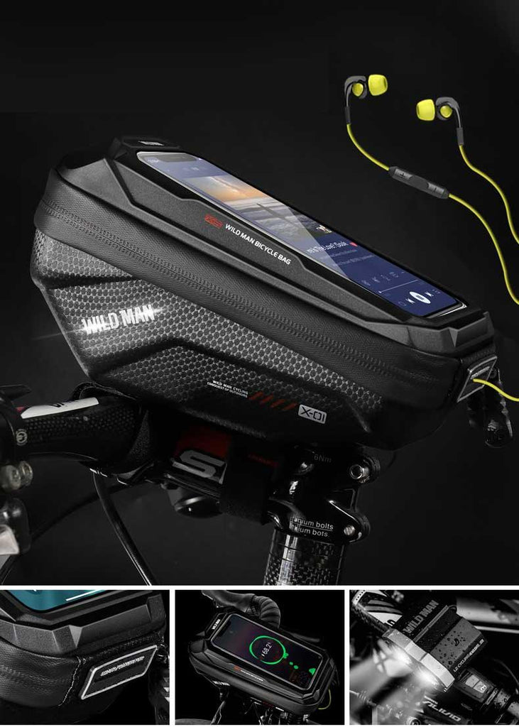 Bike Bag Frame Front Top Tube Waterproof Hard Shell Cycling Bag Touch Screen Phone Case Bicycle Accessories Bike Phone Mount Bag Cycling Waterproof Front Frame Top Tube Handlebar Bag With Touch Screen Holder Case - UrbanCycling.com