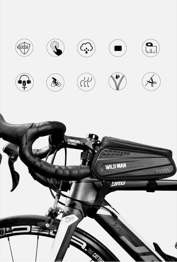 Bike Bag Frame Front Top Tube Waterproof Hard Shell Cycling Bag Touch Screen Phone Case Bicycle Accessories Bike Phone Mount Bag Cycling Waterproof Front Frame Top Tube Handlebar Bag With Touch Screen Holder Case - UrbanCycling.com