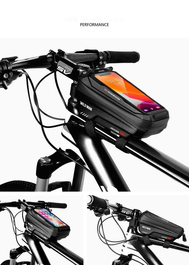 Bike Bag Frame Front Top Tube Waterproof Hard Shell Cycling Bag Touch Screen Phone Case Bicycle Accessories Bike Phone Mount Bag Cycling Waterproof Front Frame Top Tube Handlebar Bag With Touch Screen Holder Case - UrbanCycling.com