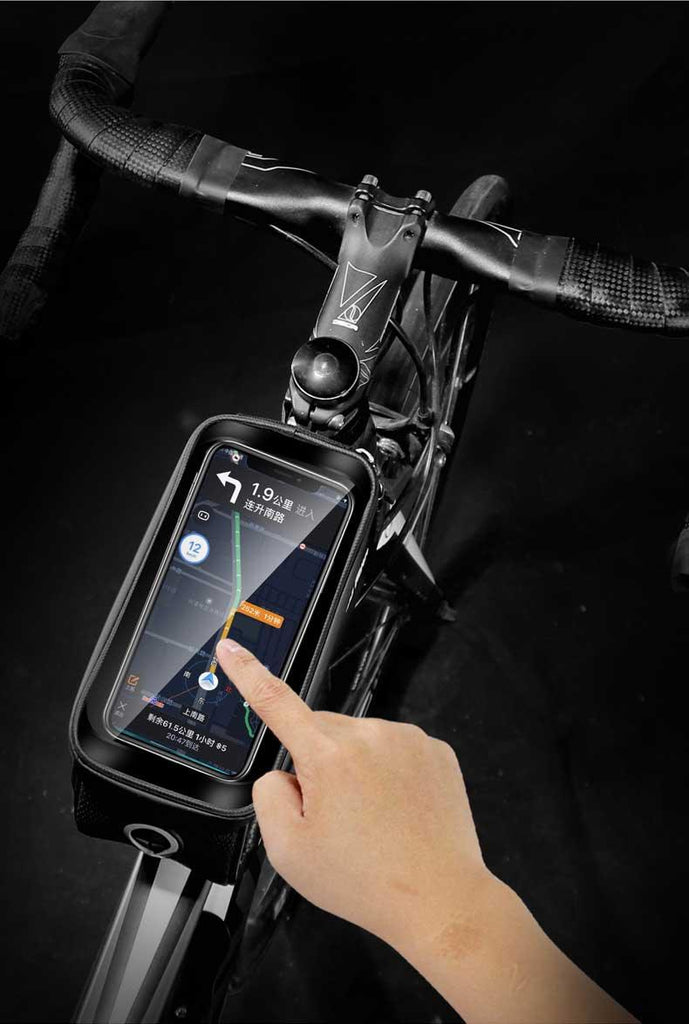Bike Bag Frame Front Top Tube Waterproof Hard Shell Cycling Bag Touch Screen Phone Case Bicycle Accessories Bike Phone Mount Bag Cycling Waterproof Front Frame Top Tube Handlebar Bag With Touch Screen Holder Case - UrbanCycling.com