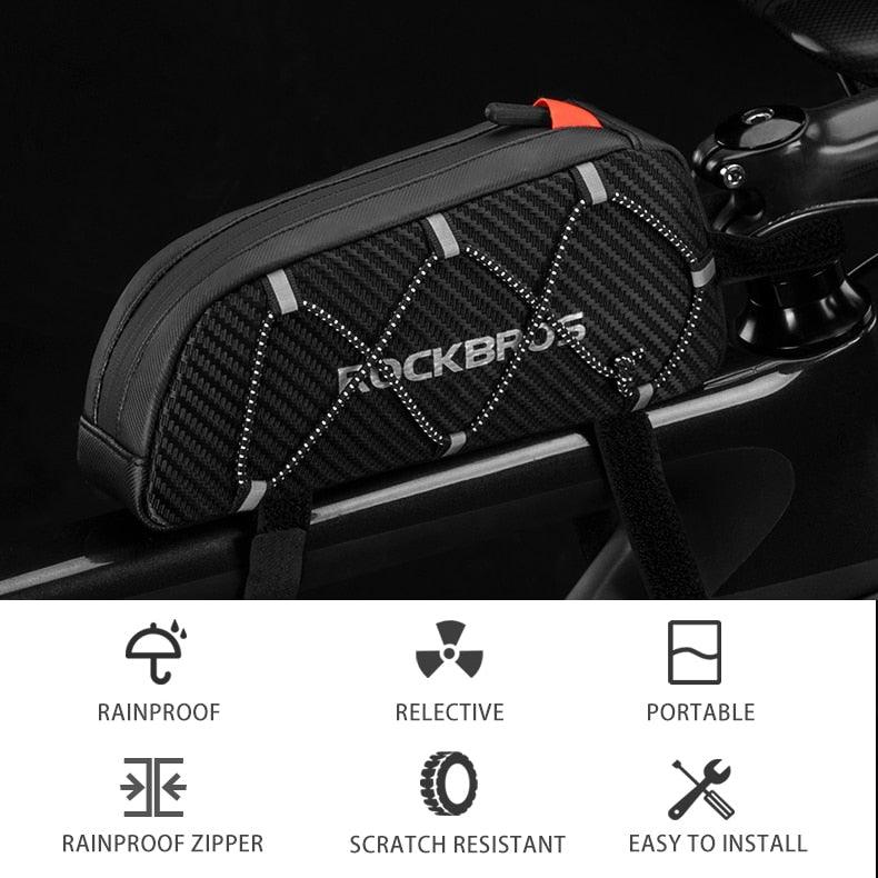 Bike Bag Waterproof Reflective Front Top Frame Tube Bag Large Capacity Ultralight Bicycle Bag Cycling Bike Top Tube Bag Front Frame Bag Water - resistant Bike Storage Bag Large Bike Pouch - UrbanCycling.com