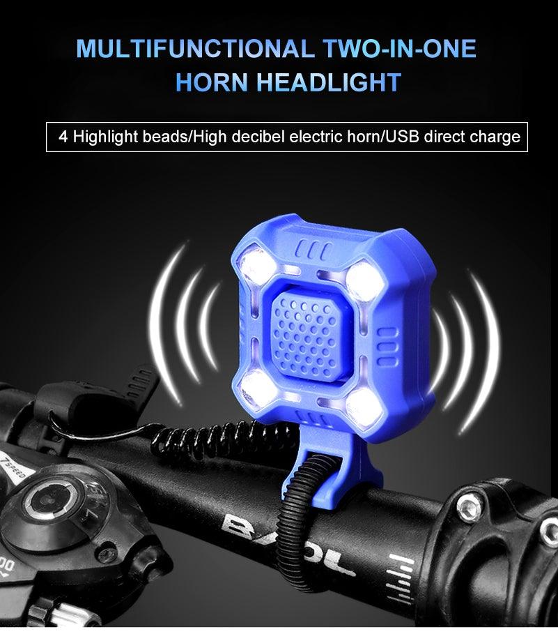 Bike Bell 4 Lamp Cycling Light 1200mAh Electric Horn Waterproof USB Charging Loud Alarm Security Bicycle Bell Bright Eyes Fully Waterproof Lumen Rechargeable Mountain Road Bike Headlight - UrbanCycling.com