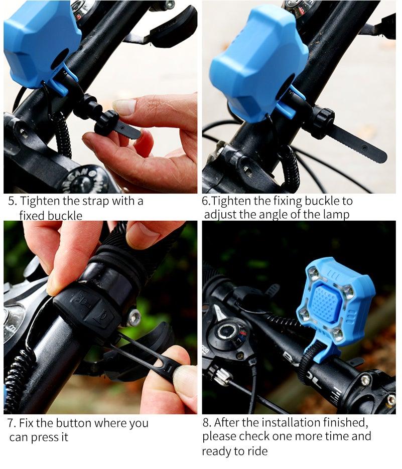 Bike Bell 4 Lamp Cycling Light 1200mAh Electric Horn Waterproof USB Charging Loud Alarm Security Bicycle Bell Bright Eyes Fully Waterproof Lumen Rechargeable Mountain Road Bike Headlight - UrbanCycling.com