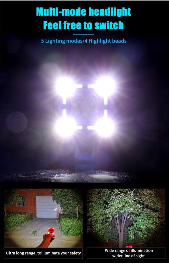 Bike Bell 4 Lamp Cycling Light 1200mAh Electric Horn Waterproof USB Charging Loud Alarm Security Bicycle Bell Bright Eyes Fully Waterproof Lumen Rechargeable Mountain Road Bike Headlight - UrbanCycling.com