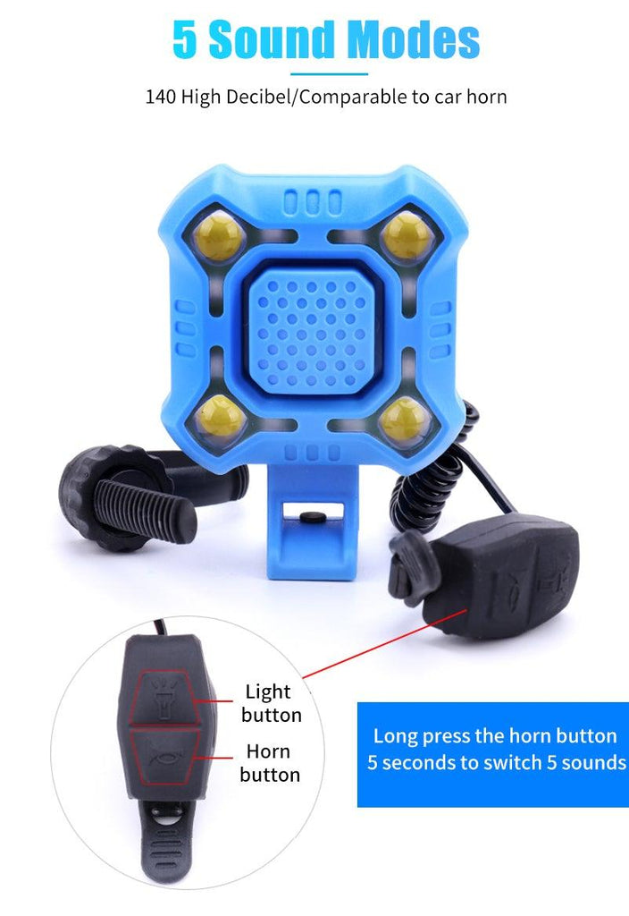 Bike Bell 4 Lamp Cycling Light 1200mAh Electric Horn Waterproof USB Charging Loud Alarm Security Bicycle Bell Bright Eyes Fully Waterproof Lumen Rechargeable Mountain Road Bike Headlight - UrbanCycling.com