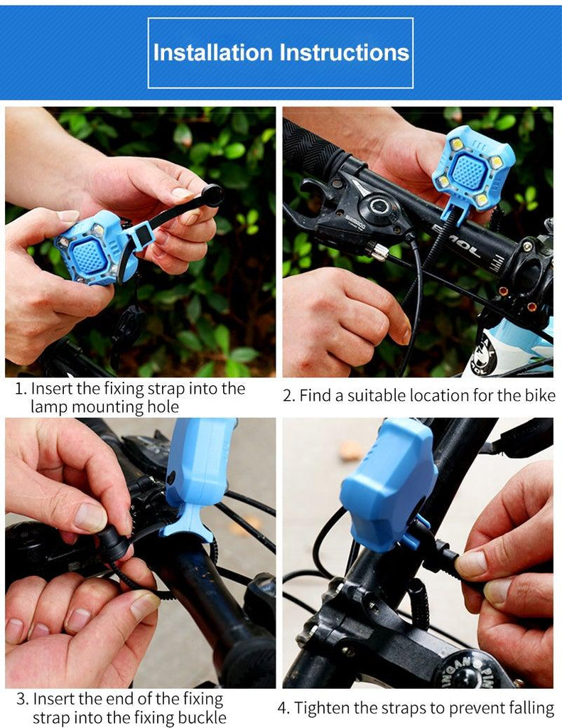 Bike Bell 4 Lamp Cycling Light 1200mAh Electric Horn Waterproof USB Charging Loud Alarm Security Bicycle Bell Bright Eyes Fully Waterproof Lumen Rechargeable Mountain Road Bike Headlight - UrbanCycling.com