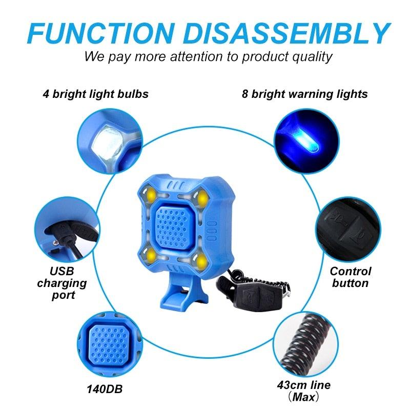 Bike Bell 4 Lamp Cycling Light 1200mAh Electric Horn Waterproof USB Charging Loud Alarm Security Bicycle Bell Bright Eyes Fully Waterproof Lumen Rechargeable Mountain Road Bike Headlight - UrbanCycling.com