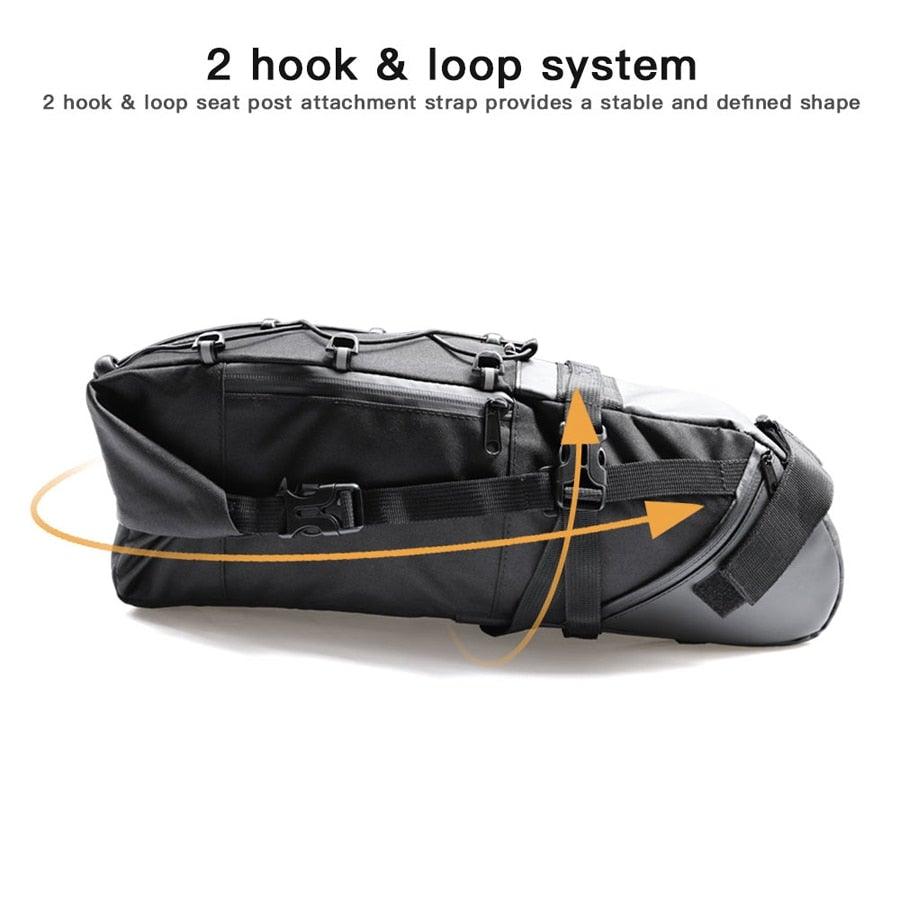 Black Bike Bag Bicycle Bag Cycle Cycling Bike Seat Bag Bags Accessories Waterproof Bike Packing Bags Large Bike Bags Fully Waterproof Bike Bag Under Seat Roll Up Cycling Rear Tail Pack - UrbanCycling.com