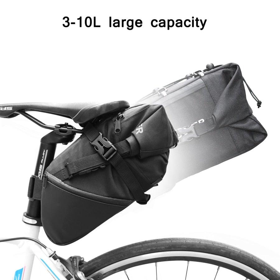 Black Bike Bag Bicycle Bag Cycle Cycling Bike Seat Bag Bags Accessories Waterproof Bike Packing Bags Large Bike Bags Fully Waterproof Bike Bag Under Seat Roll Up Cycling Rear Tail Pack - UrbanCycling.com
