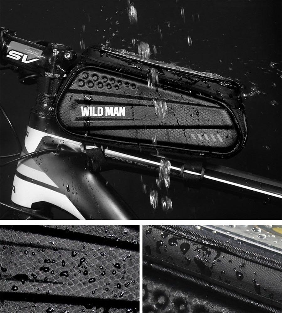 Black Bike Bag Frame Front Top Tube Cycling Bag Waterproof Phone Case Touchscreen Bag Pack Bicycle Accessories Bike Bicycle Bag Waterproof Bike Phone Mount Bag Front Frame Top Tube Handlebar Bag Touch Screen Holder Case For Cell Phones 6.6in - UrbanCycling.com