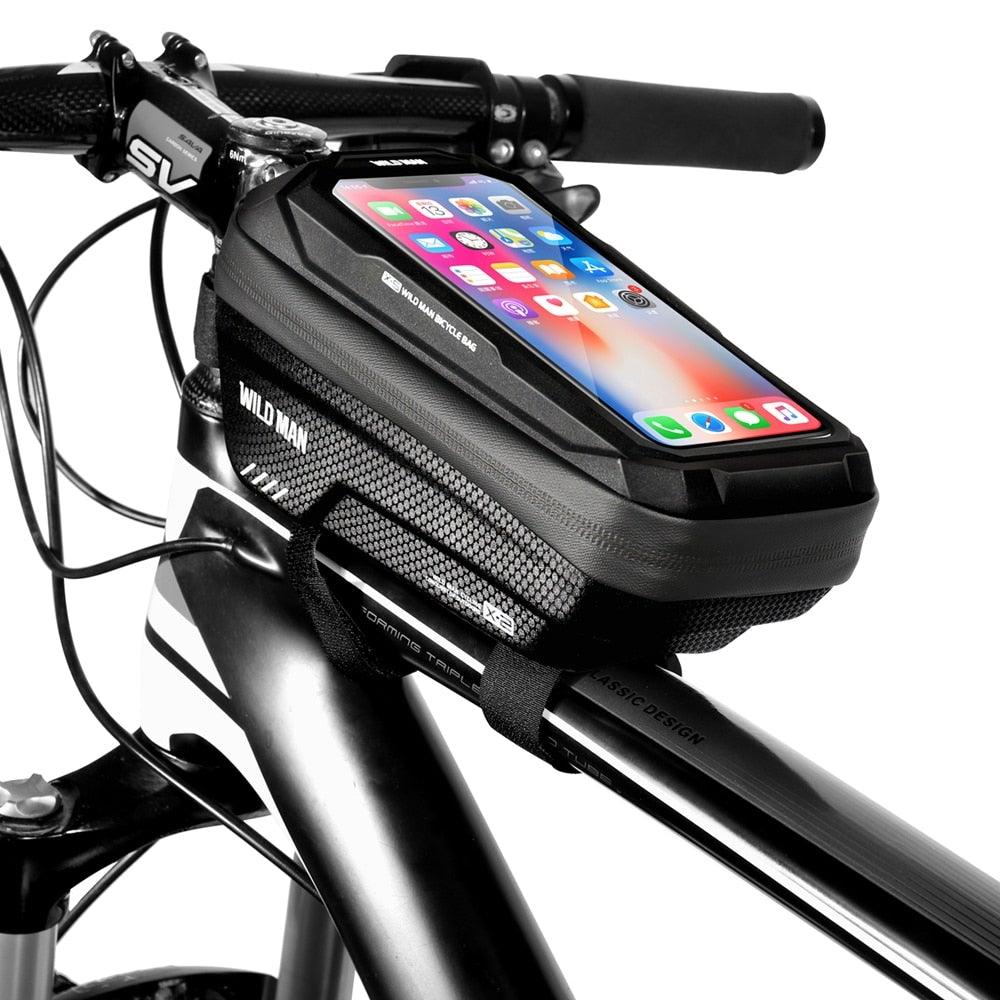 Black Bike Bag Frame Front Top Tube Cycling Bag Waterproof Phone Case Touchscreen Bag Pack Bicycle Accessories Bike Bicycle Bag Waterproof Bike Phone Mount Bag Front Frame Top Tube Handlebar Bag Touch Screen Holder Case For Cell Phones 6.6in - UrbanCycling.com