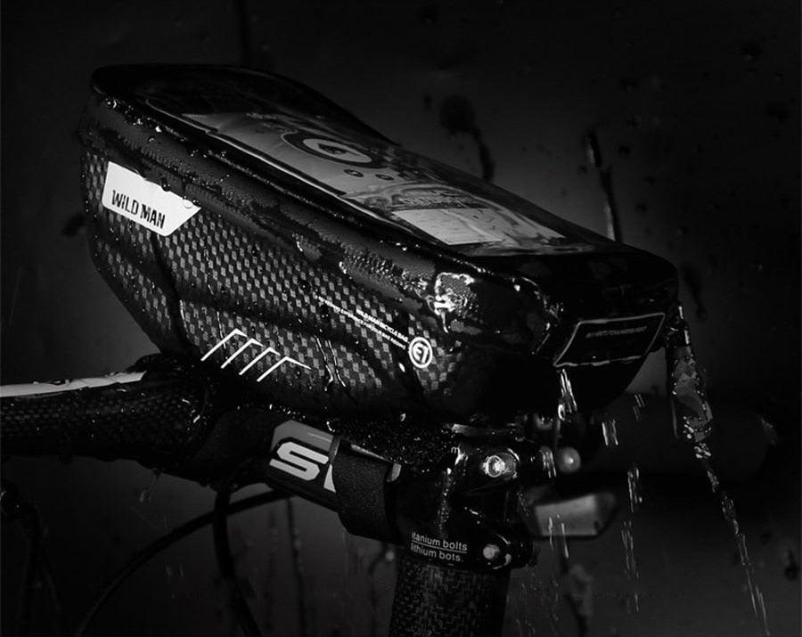 Black Bike Bag Frame Front Top Tube Cycling Bag Waterproof Phone Case Touchscreen Bag Pack Bicycle Accessories Bike Bicycle Bag Waterproof Bike Phone Mount Bag Front Frame Top Tube Handlebar Bag Touch Screen Holder Case For Cell Phones 6.6in - UrbanCycling.com