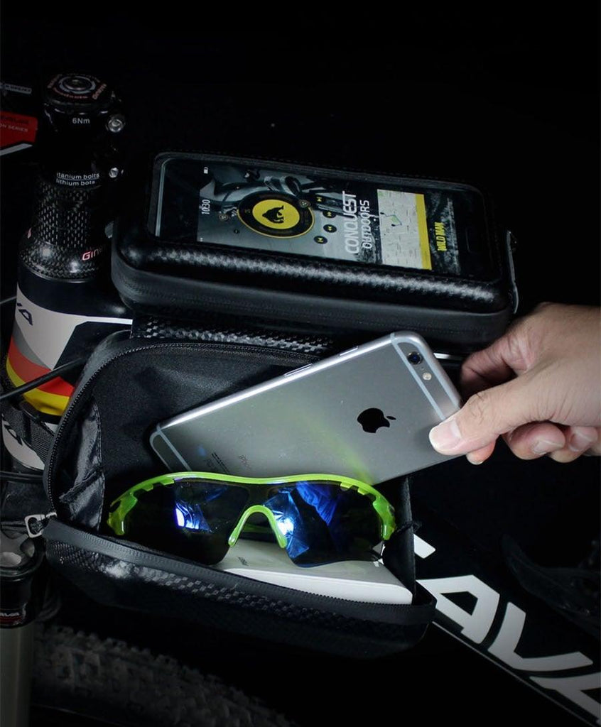 Black Bike Bag Frame Front Top Tube Cycling Bag Waterproof Phone Case Touchscreen Bag Pack Bicycle Accessories Bike Bicycle Bag Waterproof Bike Phone Mount Bag Front Frame Top Tube Handlebar Bag Touch Screen Holder Case For Cell Phones 6.6in - UrbanCycling.com