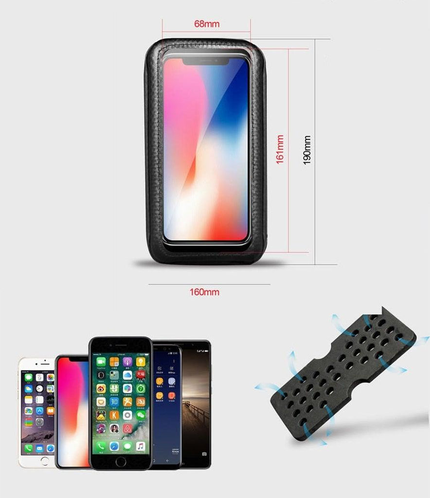 Black Bike Bag Frame Front Top Tube Cycling Bag Waterproof Phone Case Touchscreen Bag Pack Bicycle Accessories Bike Bicycle Bag Waterproof Bike Phone Mount Bag Front Frame Top Tube Handlebar Bag Touch Screen Holder Case For Cell Phones 6.6in - UrbanCycling.com