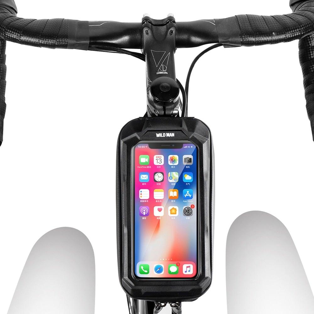 Black Bike Bag Frame Front Top Tube Cycling Bag Waterproof Phone Case Touchscreen Bag Pack Bicycle Accessories Bike Bicycle Bag Waterproof Bike Phone Mount Bag Front Frame Top Tube Handlebar Bag Touch Screen Holder Case For Cell Phones 6.6in - UrbanCycling.com