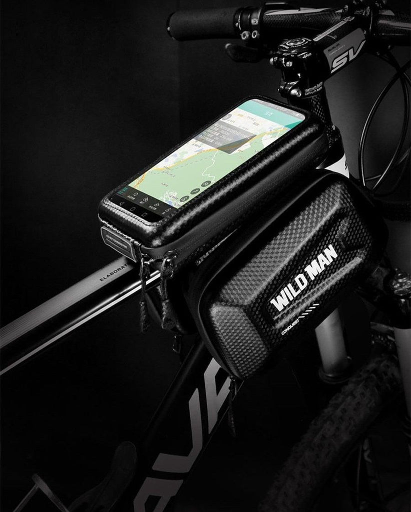 Black Bike Bag Frame Front Top Tube Cycling Bag Waterproof Phone Case Touchscreen Bag Pack Bicycle Accessories Bike Bicycle Bag Waterproof Bike Phone Mount Bag Front Frame Top Tube Handlebar Bag Touch Screen Holder Case For Cell Phones 6.6in - UrbanCycling.com