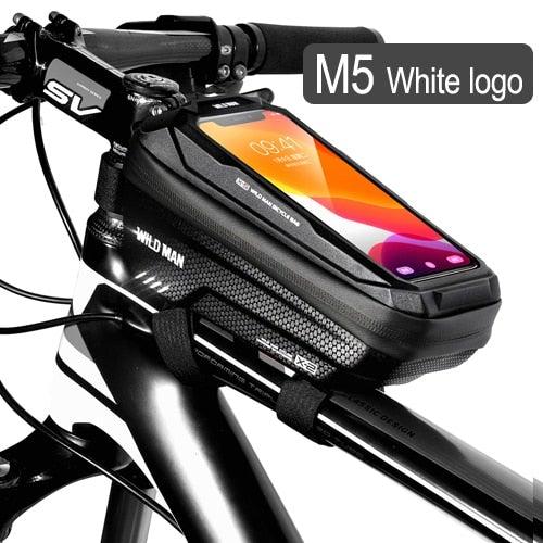Black Bike Bag Frame Front Top Tube Cycling Bag Waterproof Phone Case Touchscreen Bag Pack Bicycle Accessories Bike Bicycle Bag Waterproof Bike Phone Mount Bag Front Frame Top Tube Handlebar Bag Touch Screen Holder Case For Cell Phones 6.6in - UrbanCycling.com