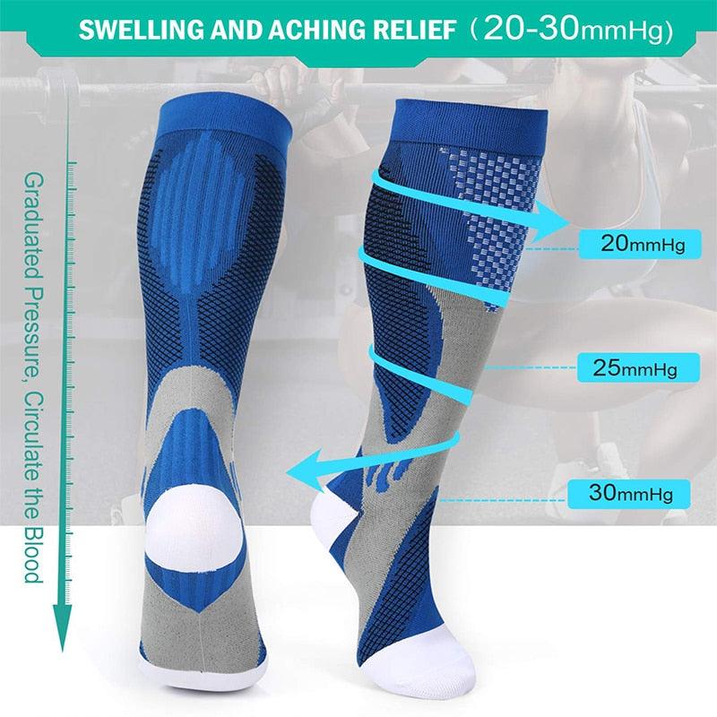 Compression Socks Nylon Medical Nursing Stockings Specializes Outdoor Cycling Sport Socks Men,20 - 30mmhg Run Nurse Socks for Edema Diabetic Varicose Veins Fast - drying Breathable Adult Sports Socks - UrbanCycling.com