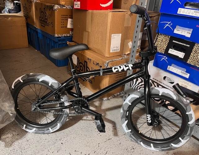 Cult 2024 Juvenile 16" Complete BMX Bike - Black/Camo Tire [Limited Edition] - UrbanCycling.com