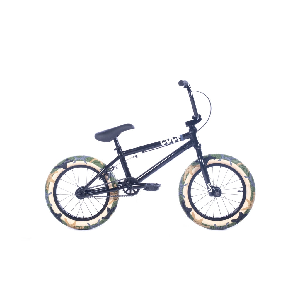 Cult Juvenile 16" Complete BMX Bike - Black/Green Camo Tires - UrbanCycling.com