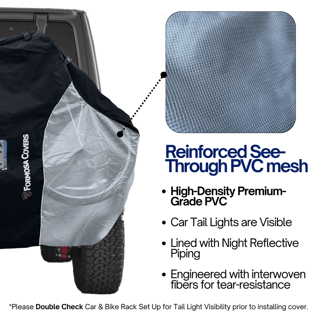 Dual Bike Rack Cover For Transport (Fits 1 - 2 Bicycles) Large Translucent Ends NOW with License Plate Holder - UrbanCycling.com