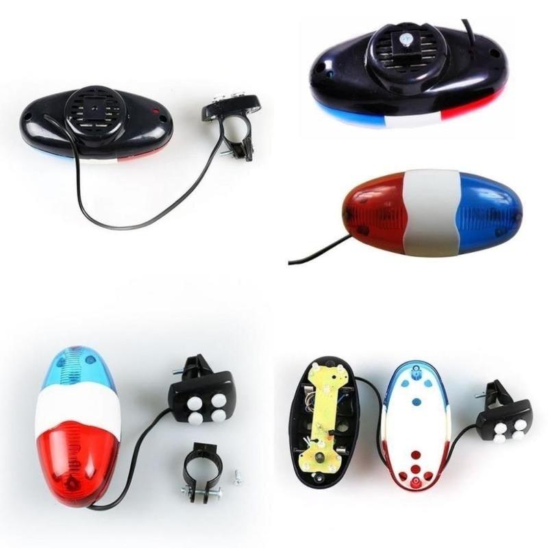 Durable Waterproof Multifunction Cycle Lamp 4 Loud Siren Sound Trumpet Police 6 LED Light Electronic Siren Bike Bell Battery Bike Bicycle Police Strobe Blue Red Bicycle Safety Light Loud Siren Sound Cycling Horn Bells - UrbanCycling.com
