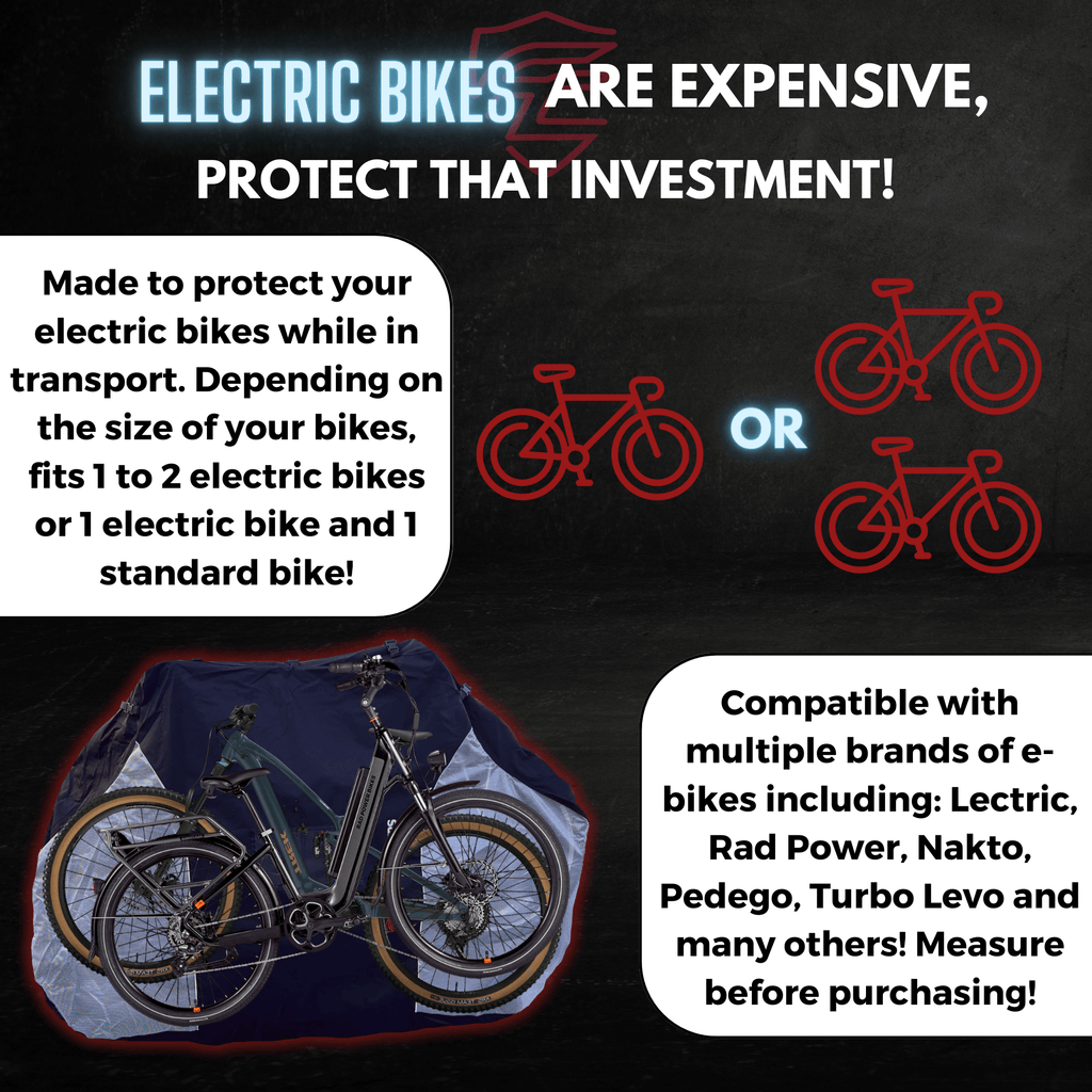 Electric Bike Cover for Transport (Fits 1 - 2 E - Bikes) with Large Translucent Ends - UrbanCycling.com