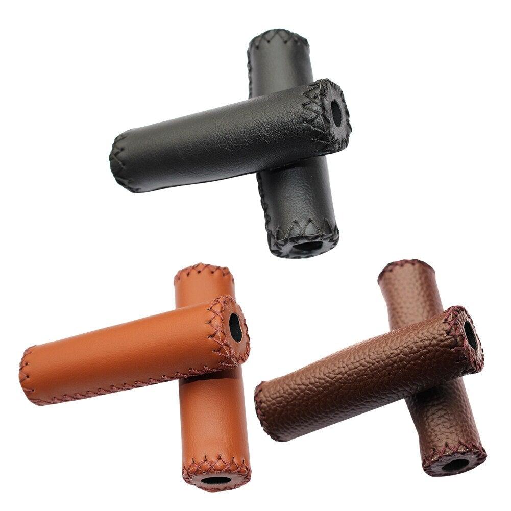 Ergonomic Bike Handle Grips PU Leather Soft Rubber Bicycle Mountain Bike Anti - Slip Handlebar Grips Retro Artificial Leather Handle Grips Cycling Anti Slip Road Mountain Comfortable Bike Handlebar Grips - UrbanCycling.com
