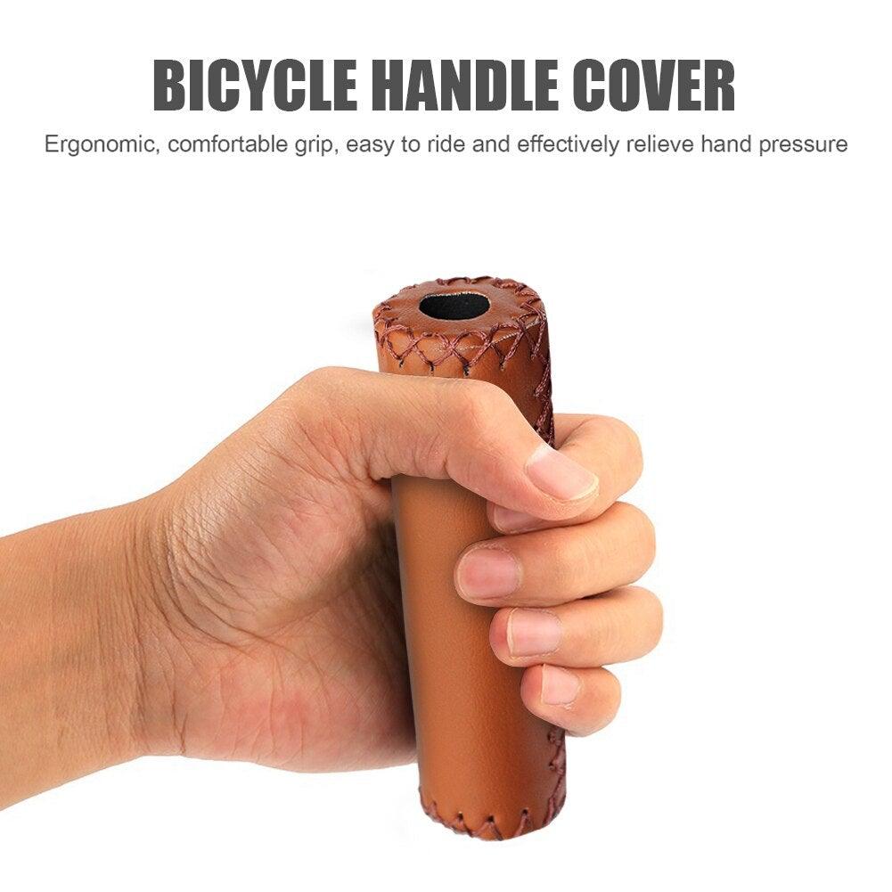 Ergonomic Bike Handle Grips PU Leather Soft Rubber Bicycle Mountain Bike Anti - Slip Handlebar Grips Retro Artificial Leather Handle Grips Cycling Anti Slip Road Mountain Comfortable Bike Handlebar Grips - UrbanCycling.com