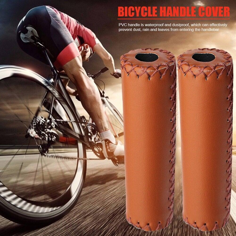 Ergonomic Bike Handle Grips PU Leather Soft Rubber Bicycle Mountain Bike Anti - Slip Handlebar Grips Retro Artificial Leather Handle Grips Cycling Anti Slip Road Mountain Comfortable Bike Handlebar Grips - UrbanCycling.com