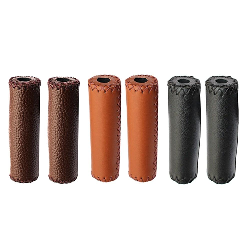 Ergonomic Bike Handle Grips PU Leather Soft Rubber Bicycle Mountain Bike Anti - Slip Handlebar Grips Retro Artificial Leather Handle Grips Cycling Anti Slip Road Mountain Comfortable Bike Handlebar Grips - UrbanCycling.com