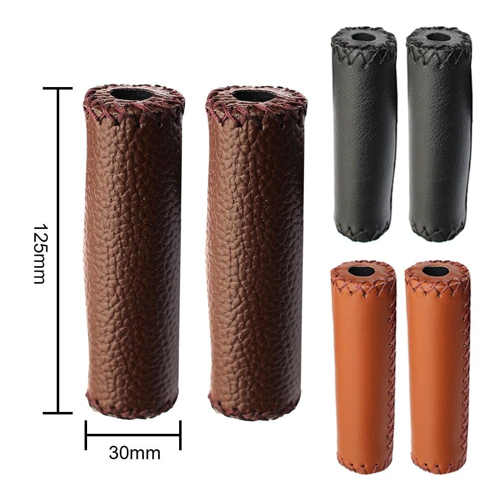 Ergonomic Bike Handle Grips PU Leather Soft Rubber Bicycle Mountain Bike Anti - Slip Handlebar Grips Retro Artificial Leather Handle Grips Cycling Anti Slip Road Mountain Comfortable Bike Handlebar Grips - UrbanCycling.com