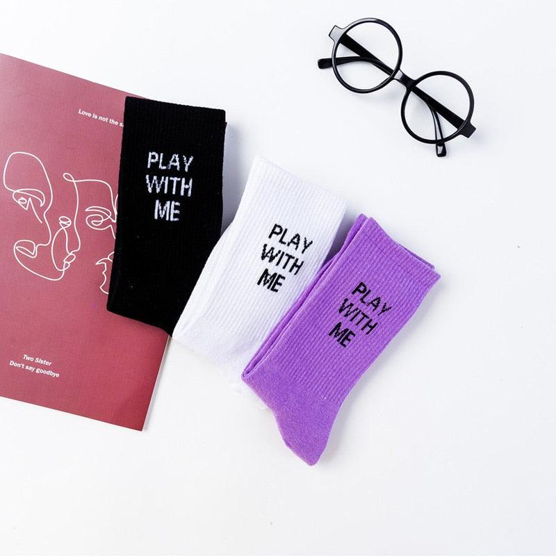 Fashion Letter Socks Unisex Hip - hop Street Sports Crew Black White Hipster Popular Skateboard Cotton Socks Running Cycling Cute Socks Unisex Socks For Men And Women - UrbanCycling.com