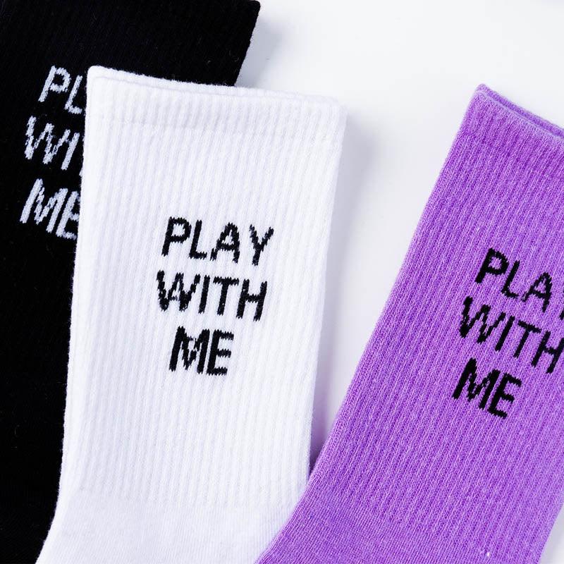 Fashion Letter Socks Unisex Hip - hop Street Sports Crew Black White Hipster Popular Skateboard Cotton Socks Running Cycling Cute Socks Unisex Socks For Men And Women - UrbanCycling.com