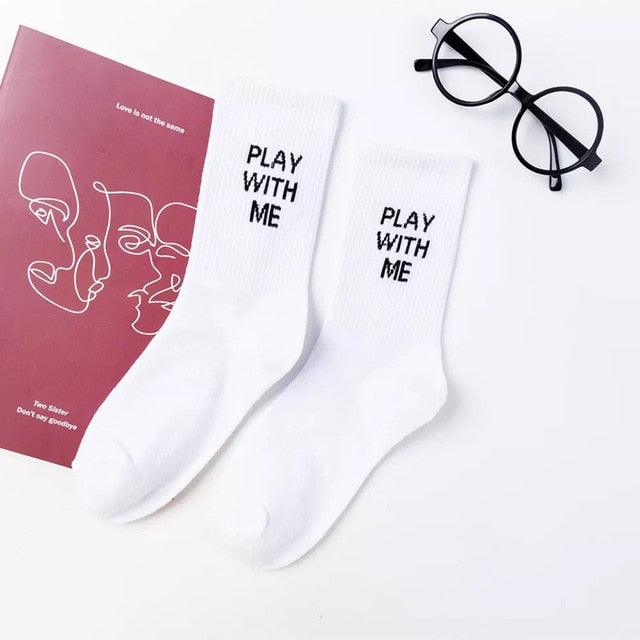 Fashion Letter Socks Unisex Hip - hop Street Sports Crew Black White Hipster Popular Skateboard Cotton Socks Running Cycling Cute Socks Unisex Socks For Men And Women - UrbanCycling.com