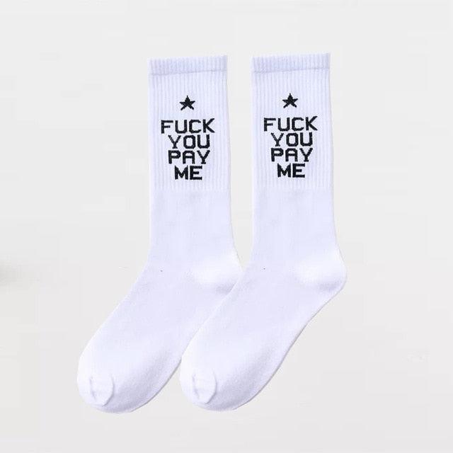 Fashion Letter Socks Unisex Hip - hop Street Sports Crew Black White Hipster Popular Skateboard Cotton Socks Running Cycling Cute Socks Unisex Socks For Men And Women - UrbanCycling.com