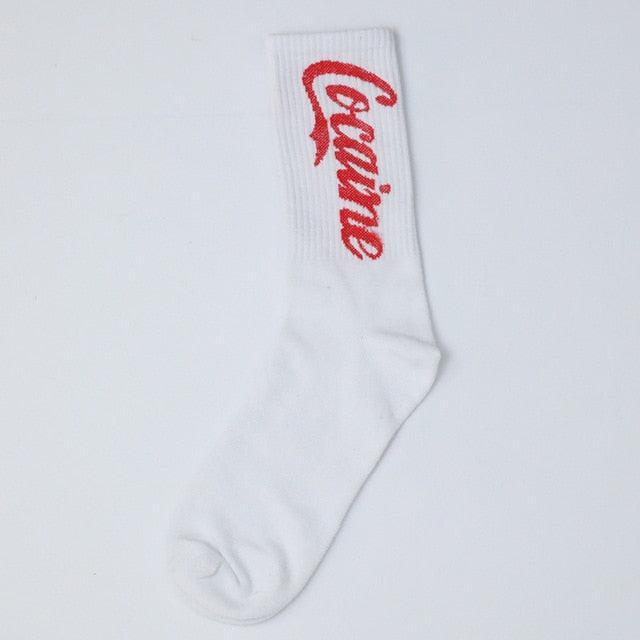 Fashion Men Street Wear Cool Cotton Socks Harajuku Funny Socks Trendy Women Long Socks Crew Socks White Hip Hop Socks Basketball Running Cycling Socks For Men And Women - UrbanCycling.com