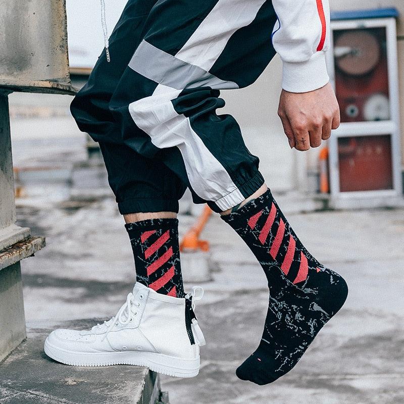 Fashion Men Street Wear Cool Cotton Socks Harajuku Funny Socks Trendy Women Long Socks Crew Socks White Hip Hop Socks Basketball Running Cycling Socks For Men And Women - UrbanCycling.com