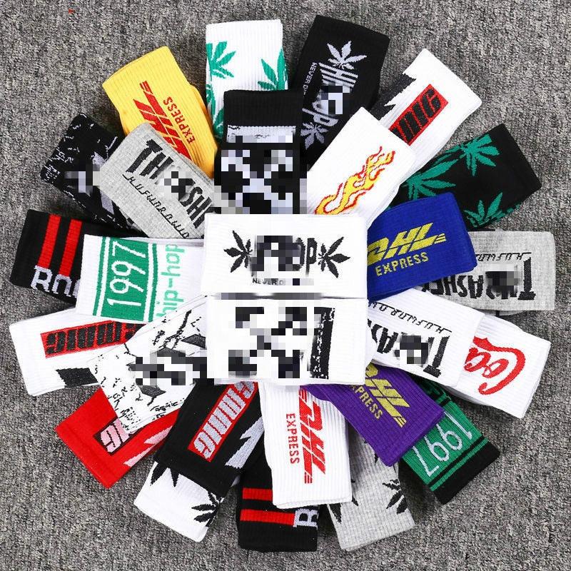 Fashion Men Street Wear Cool Cotton Socks Harajuku Funny Socks Trendy Women Long Socks Crew Socks White Hip Hop Socks Basketball Running Cycling Socks For Men And Women - UrbanCycling.com