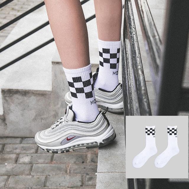 Fashion Men Street Wear Cool Cotton Socks Harajuku Funny Socks Trendy Women Long Socks Crew Socks White Hip Hop Socks Basketball Running Cycling Socks For Men And Women - UrbanCycling.com