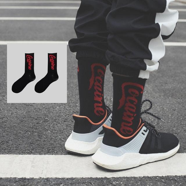 Fashion Men Street Wear Cool Cotton Socks Harajuku Funny Socks Trendy Women Long Socks Crew Socks White Hip Hop Socks Basketball Running Cycling Socks For Men And Women - UrbanCycling.com