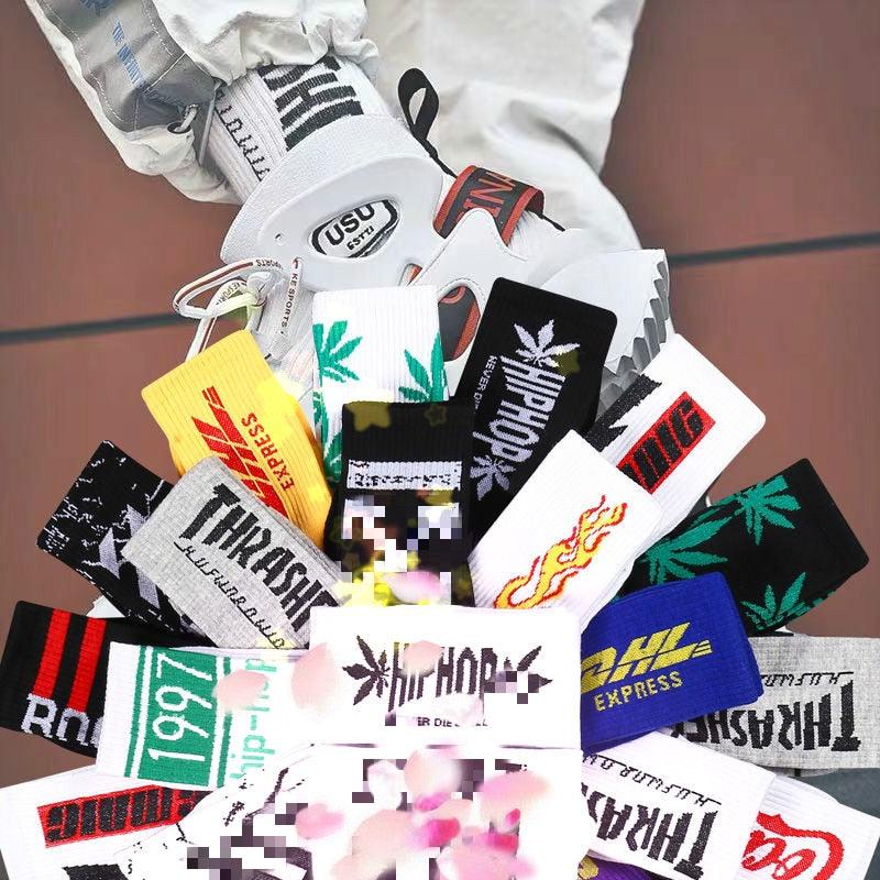 Fashion Men Street Wear Cool Cotton Socks Harajuku Funny Socks Trendy Women Long Socks Crew Socks White Hip Hop Socks Basketball Running Cycling Socks For Men And Women - UrbanCycling.com