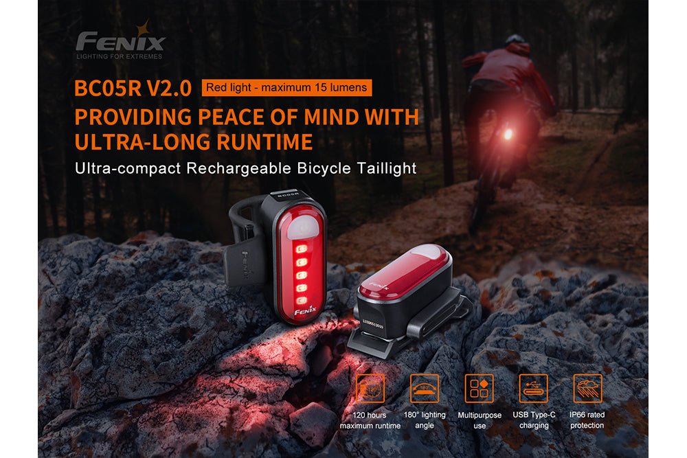 Fenix BC05R V2.0 Rechargeable Bicycle Tail Light - UrbanCycling.com