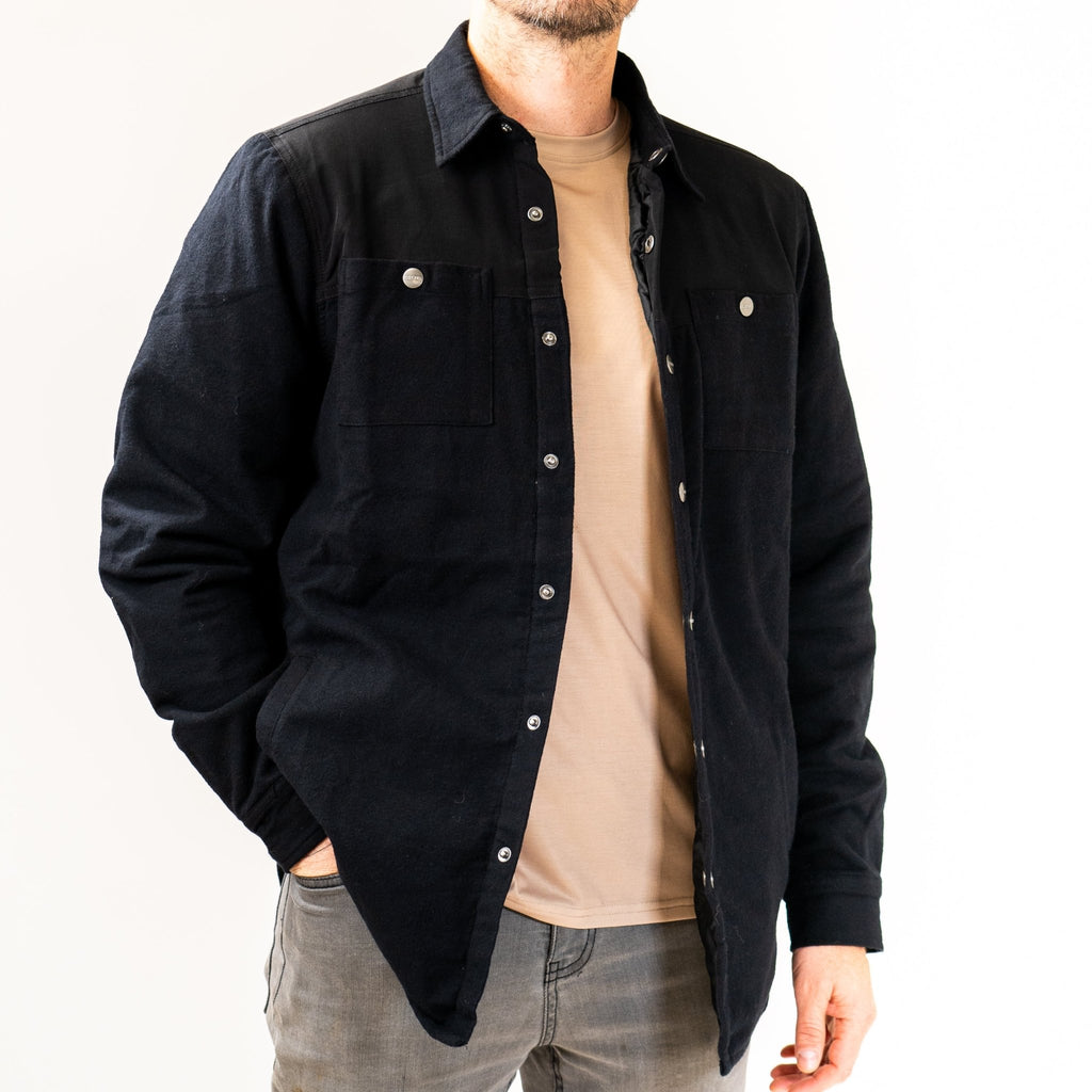 Flannel Jacket - Black on Black - UrbanCycling.com