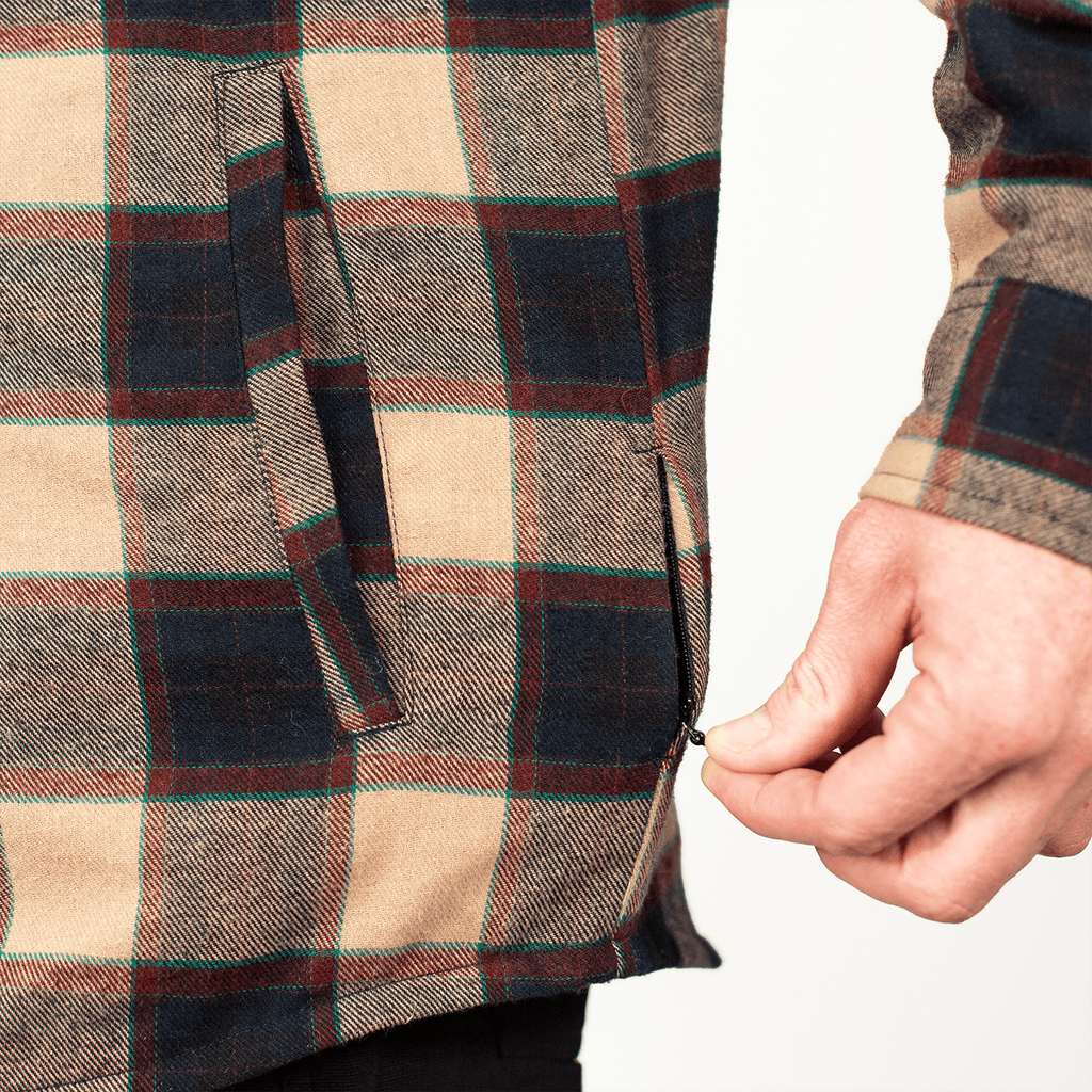 Flannel Jacket - Navy/Tan Plaid - UrbanCycling.com