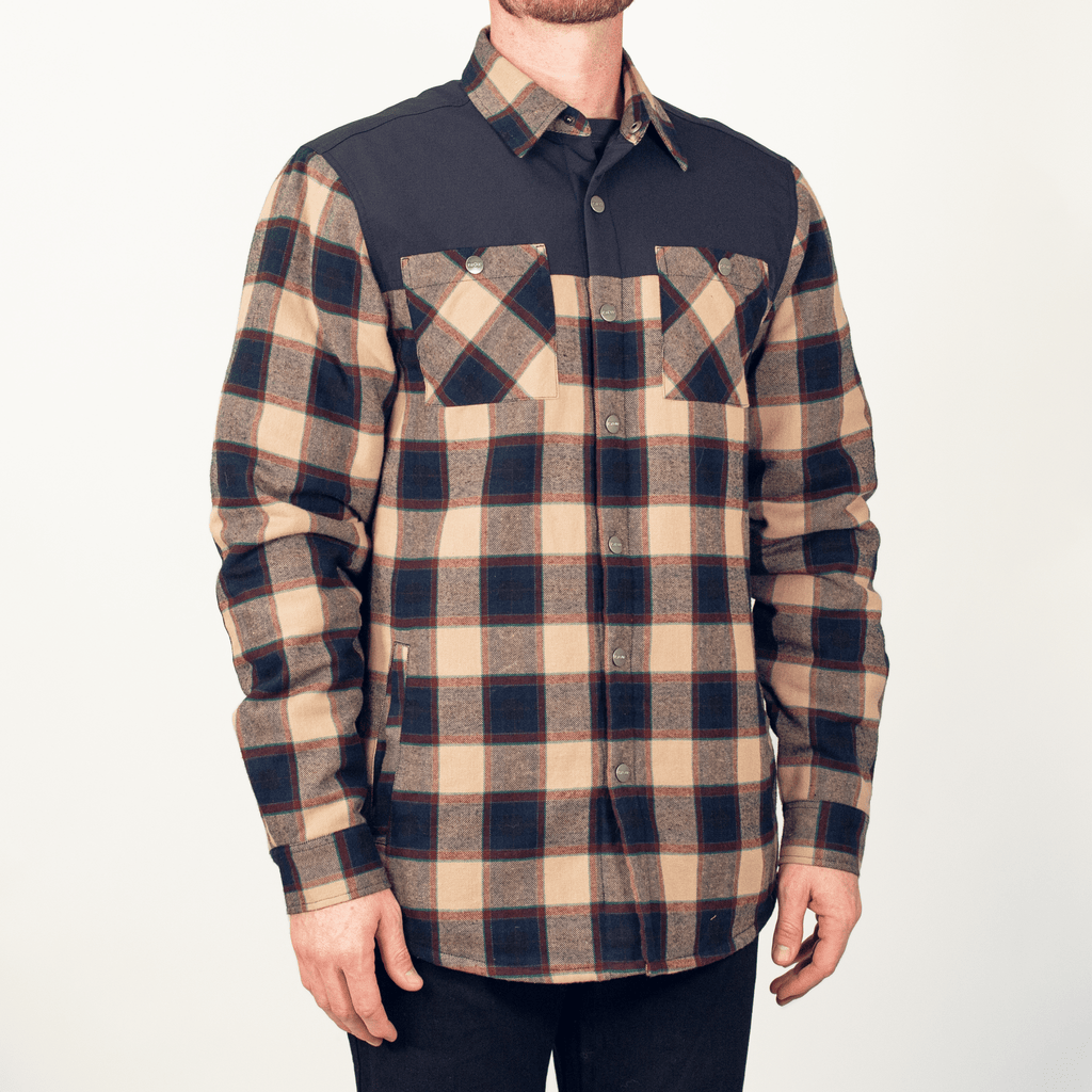 Flannel Jacket - Navy/Tan Plaid - UrbanCycling.com