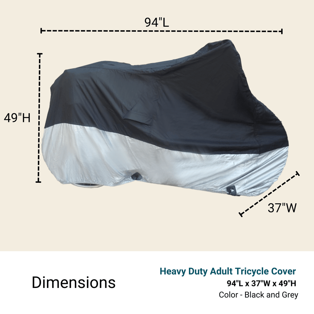 Heavy Duty Adult Tricycle Cover Fits up to 26" Wheel - UrbanCycling.com