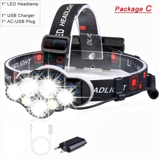High Lumen Ultra Bright Powerful Rechargeable LED Headlamp USB Head Lamp 7 LED Headlight Head Flashlight Waterproof Flashlight Head Torch For Outdoor Camping Cycling Running Fishing - UrbanCycling.com