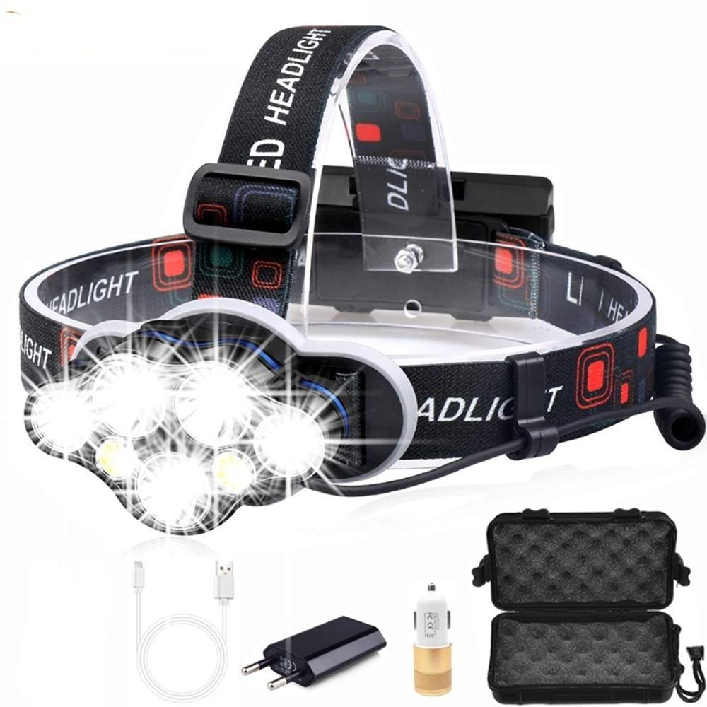 High Lumen Ultra Bright Powerful Rechargeable LED Headlamp USB Head Lamp 7 LED Headlight Head Flashlight Waterproof Flashlight Head Torch For Outdoor Camping Cycling Running Fishing - UrbanCycling.com